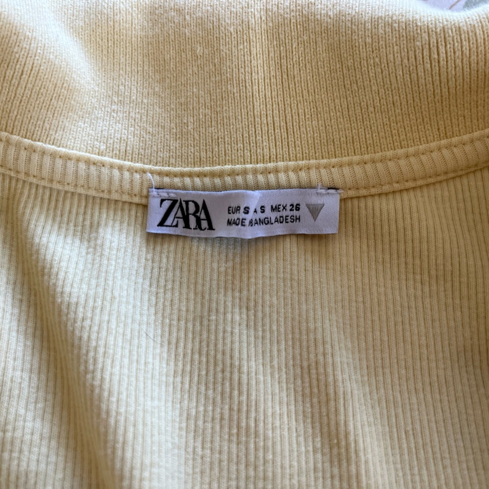 ZARA Yellow Collared Neck Short Sleeve Top - Picture 3 of 4
